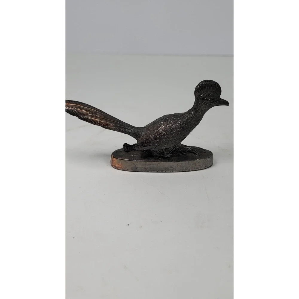 Vintage Bronzed Roadrunner Ring neck Pheasant Paperweight Figure Bird Trinket